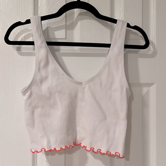 Colsie Tops - XL Colsie white cropped tank with orange trim (Runs small)